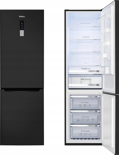 Frigorifer konjelës Amica FK3776.2DFZHC, No Frost, 356L, inox i zi