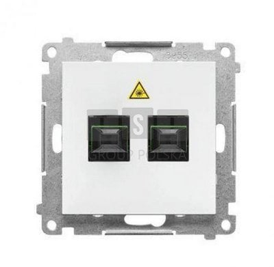 Prizë optike Simon 55 Double, 2 porta fibër optike, montim nënmur, e bardhë