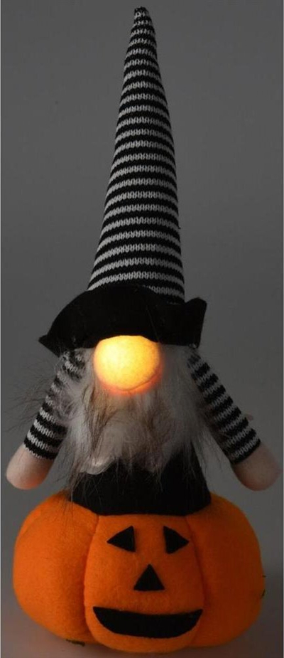 Figurinë zbukuruese Pumpkin, 35 cm, me LED, portokalli