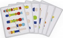 Loja druri Viga Toys Wooden Figures Balance Game, 46 copa, me kartela modeli, shumëngjyrëshe