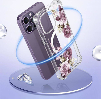 Kapak telefoni Tech-Protect Magmood, MagSafe, për iPhone 13 Pro Max, transparent me lule