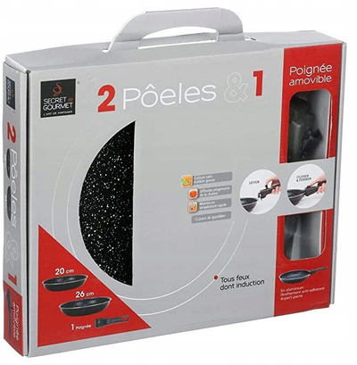 Set tiganësh Unbekannt Jja 135110, 20 cm dhe 26 cm, me dorezë që hiqet, ngjyrë stone