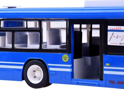 Lodër autobus me komandë me dorë Double E J-RC0282, 2.4GHz, me dyer që hapen, blu