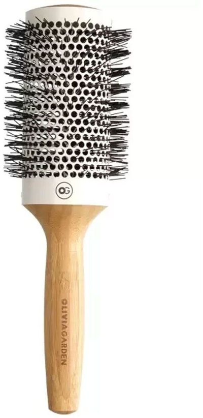 Furçë termike flokësh Olivia Garden Bamboo Touch Blowout, 43mm, me dorezë bambuje, e bardhë