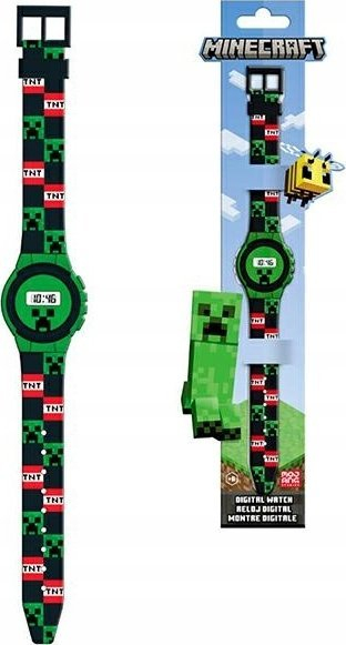 Orë dixhitale për kalamaj Coriex Minecraft Creeper, me ekran dixhital, plastike, jeshile