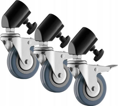 Rrota për trekëmbësh Jinbei JB11-036, set me 3 rrota, adapter për stativ, ngjyrë e zezë