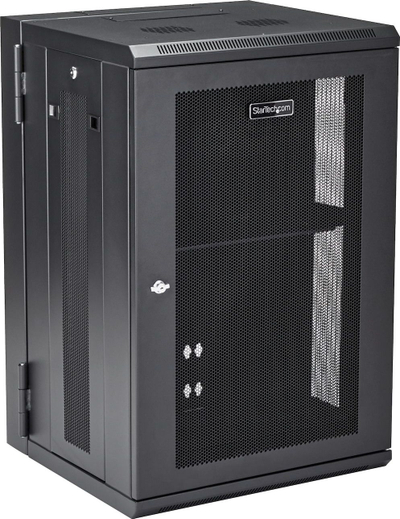 Kabinet rrjeti StarTech 4 Post 18U, montim në mur, me raft 1U, i zi