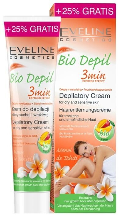 Krem depilues Eveline Bio Depil Mango, për lëkurë të thatë dhe të ndjeshme, 125ml