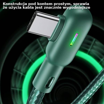Kabllo karikimi Usams U57 me kënd, USB në USB‑C, 1.2m 2A, jeshile