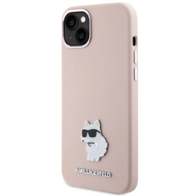 Mbulesë telefoni Karl Lagerfeld KLHCP15MSMHCNPP për iPhone 15 Plus 6.7\", silikon, rozë