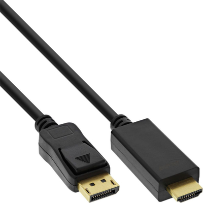 Kabllo InLine, DisplayPort - HDMI, 3m, e zezë