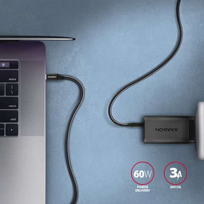Kabllo AXAGON USB-C - USB-C SPEED USB3.2 Gen 1, PD60W 3A, 1.5m, e zezë
