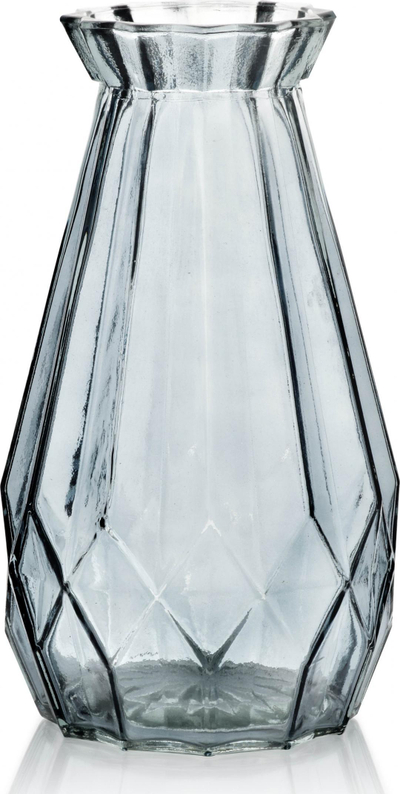 Vazo qelqi Mondex Serenite, 25cm, formë gjeometrike, gri blu e tejdukshme
