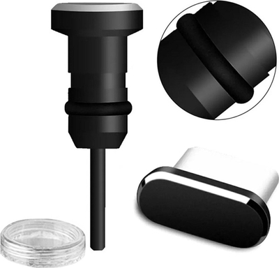 Kapak mbrojtës për porta DA23 Dust Cover, USB‑C dhe AUX, set 2 copë, i zi