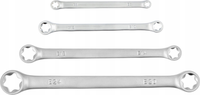 Set çelësa unazorë të dyfishtë Hogert Technik HT1W590, 4 copë, çelik krom vanadium, argjendtë