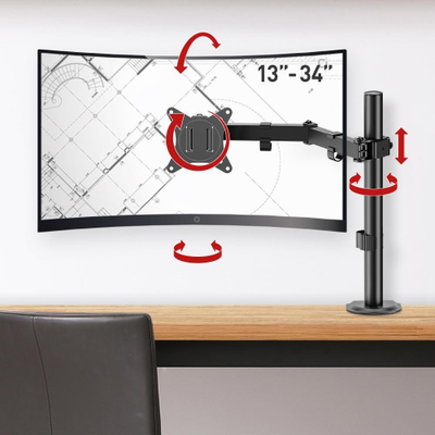 Krah monitori Barkan Monitor Arm, 13"-34", VESA 75x75 100x100, i zi