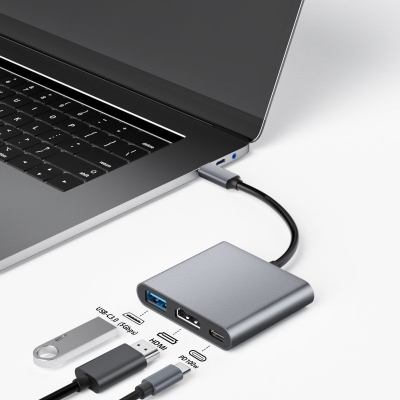 Docking station Bounn JL-CHC01, 3 në 1, USB-C, gri