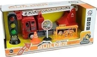 Сет играчка камион за гаснење пожари Simba Fire Truck 6631, со додатоци, црвен