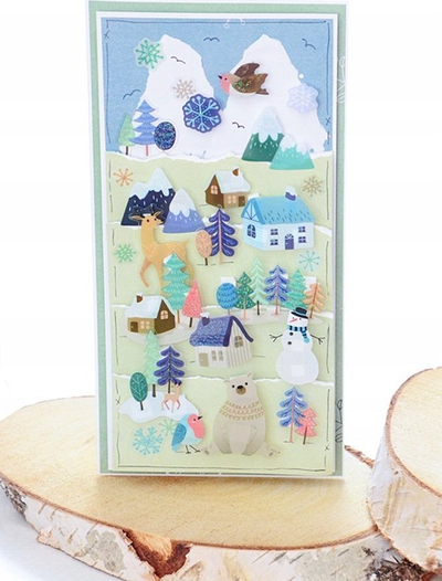 Stickerë dekorativë Dalprint Winter Landscape, me shkëlqim, motive dimri, me ngjyra
