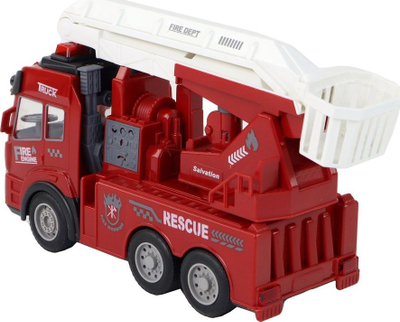 Lodër kamion zjarrfikës me komandë nga larg, me shkallë ajrore, drita edhe zë, i kuq
