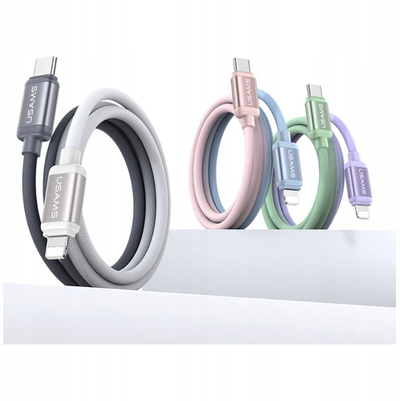 Kabllo USB Usams Bicolor Series SJ757, USB C me Lightning, 30W, 1.2m, blu edhe rozë