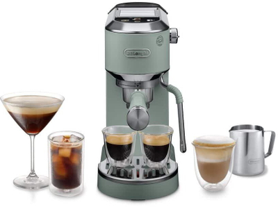 Aparat espresso DeLonghi Dedica Duo EC890.GR, sistem My LatteArt, cold brew, jeshil