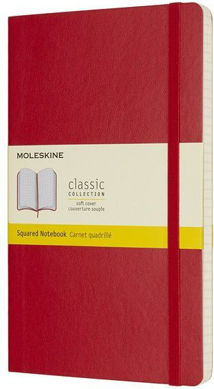 Fletore Moleskine Classic Squared, 13x21 cm, me vija katrorë, e kuqe