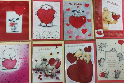 Kartolinë urimi për Shën Valentinin B6, me shkëlqim Glitter, me zarf