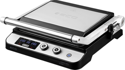 Grill kontaktual ECG KG 1000 Gourmet, pllakë e ndërroshme, kontroll digjital, inox
