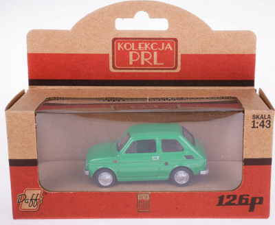 Maket veture PRL Collection Fiat 126p Green Daffi, shkalla 1:43, metalik, jeshil