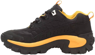 Atlete Caterpillar Intruder, mesh edhe nubuck, me taban të trashë, të zeza CAT yellow