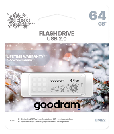 Memorie USB GoodRam UME2 Winter, 64GB, USB 2.0, e bardhë