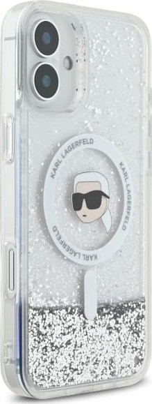 Mbulesë telefoni Karl Lagerfeld KLHMP16SLGKISGH, për iPhone 16 6.1", MagSafe, transparente me shkëlqim