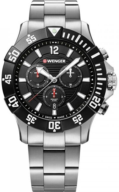 Orë për meshkuj Wenger Sea Force Chrono 01.0643.117, e argjendtë