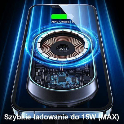 Mbajtës magnetik për makinë Usams CD182ZJ01, karikim wireless 15W, për në grilë të ajrit, i zi