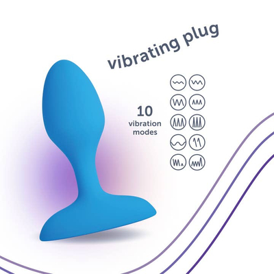 Lodër anale plusOne Vibrating Plug, 10 modalitete vibrimi, silikon, blu