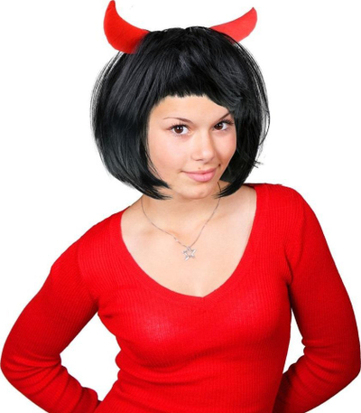 Parukë Arpex Devil Woman e zezë, për Halloween