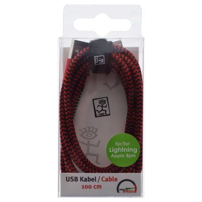 Kabllo USB 2GO USB A në Lightning, 1 m, najlon, e kuqe