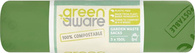 Qese të kompostueshme mbeturinash GreenAware, 150 l, 3 copë