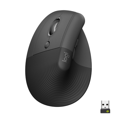 Вертикален глушец Logitech Lift Left, ергономски, безжичен, графит