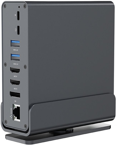Docking station Gembird Cablexpert a-CF-COMBO15-01, USB-C, HDMI DP 1GbE, gri e errët