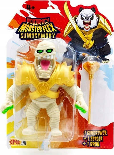 Figurë lodër Epee Rubber Monsters Warriors Mummy, gome elastike, me shkop kobre të artë, shumëngjyrëshe