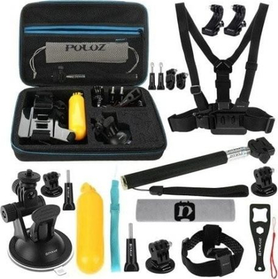 Set me aksesorë për kamera sportive Puluz PKT11, 20 copa, i zi