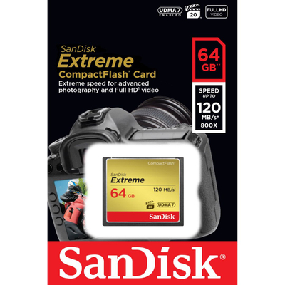 Kartë memorie SanDisk Extreme CompactFlash 64GB, 120MB/s