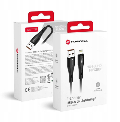 Kabllo USB Forcell F Energy C343, USB A në Lightning, 1m, e zezë