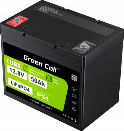 Bateri LiFePO4 Green Cell 50Ah, 12.8V me BMS, gri
