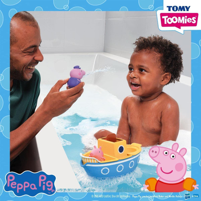 Set lodrash për banjo TOMY Toomies Peppa Pig, Varka e Gjyshit Pig Splash and Pour, 4 pjesë, për kalamaj 18m+