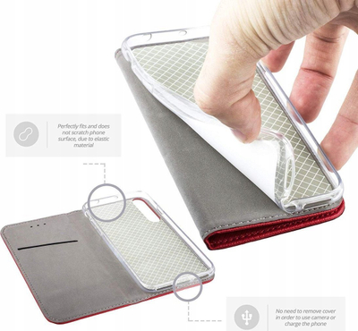 Këllëf libër për Motorola Moto Edge 40, Smart Case, i kuq