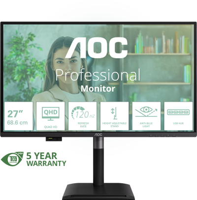 Monitor AOC Q27P4U, 27", QHD 2560 x 1440, 120Hz, i zi