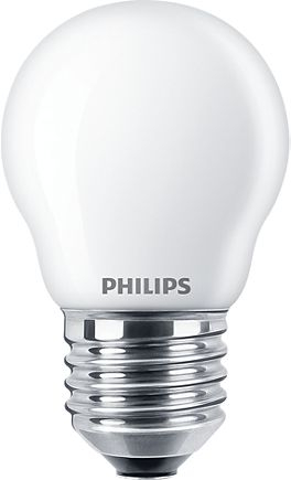 Poç LED Philips Classic 4.3W, E27, P45 matt, i bardhë